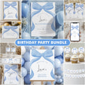 Editable Blue Bow Birthday Party Decorations | Blue Bow Birthday Bundle | Blue Ribbon Party Set | Instant Download