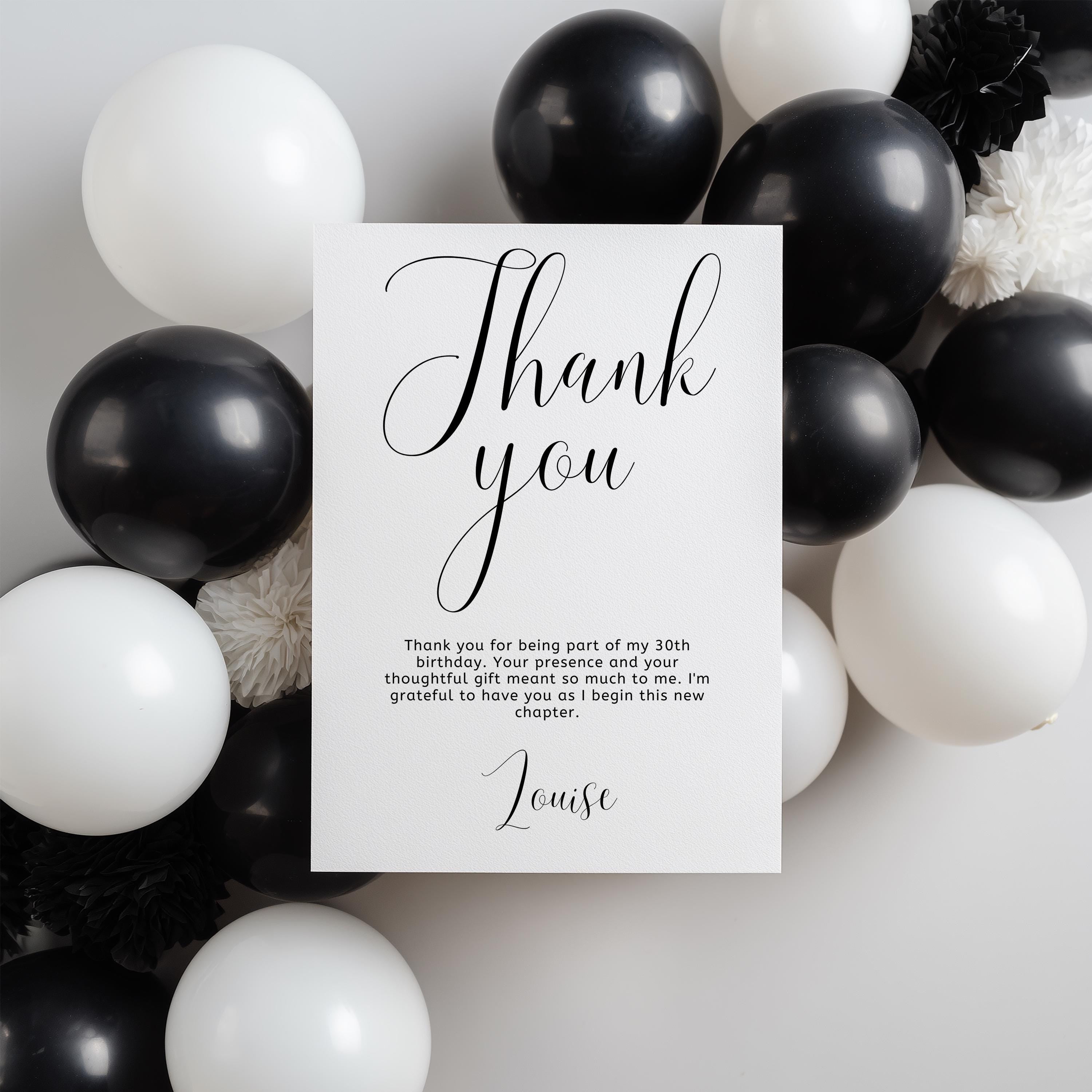 30th Minimalist Modern Thank You Card Template, Simple Special Thanks Printable Card 9176
