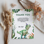 Editable Three Rex Thank You Card | Dinosaur Birthday Note Card | Three Rex Party Printable | Instant Download Templates 9014