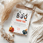 Editable Thanks Boo Halloween Thank You Card Note Ghost Pumpkin Birthday Boy Birthday Digital Download Template Printable