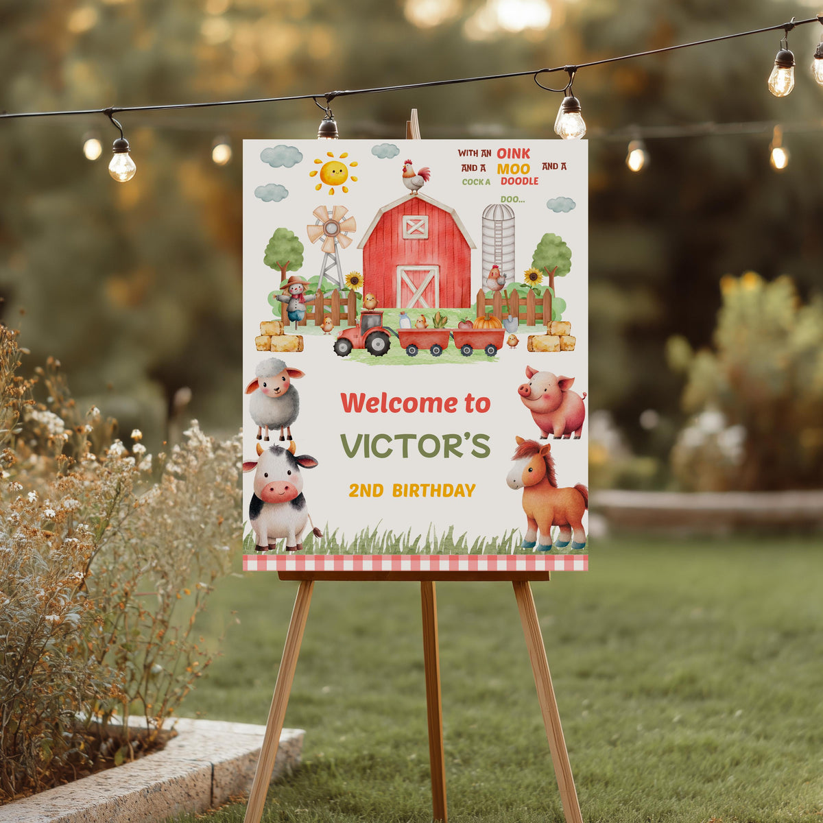 Editable Farm Birthday Welcome Sign Template, Barnyard Custom Sign