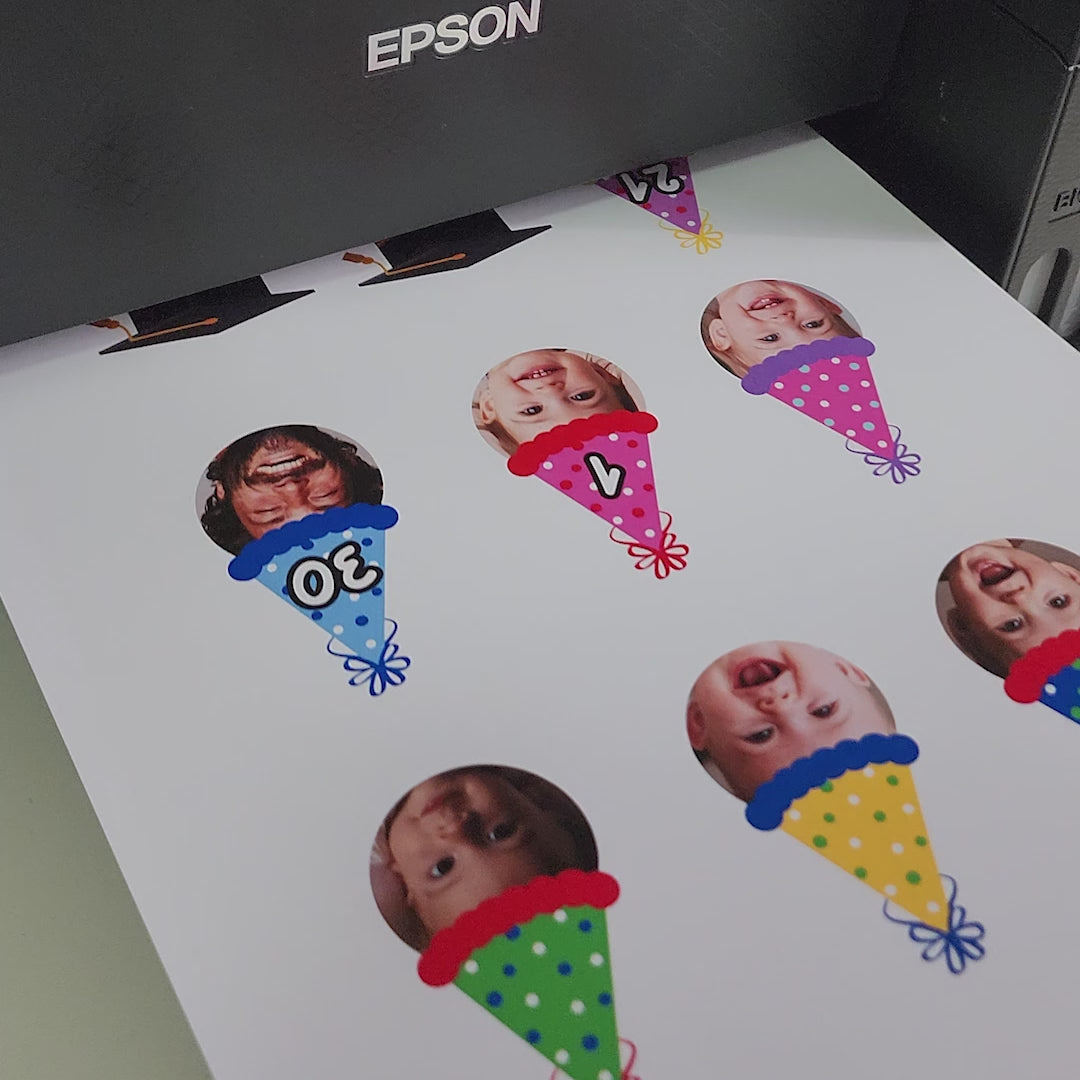Cupcake Topper Custom Face with Party Hat, Personalised Fun Birthday