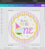 Fun to Be One Cupcake Topper, 1st Birthday Cupcake Toppers