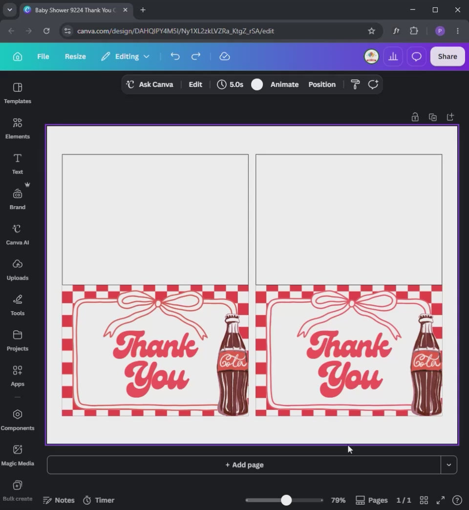 Ready to pop Thank You Card Template, Soda Special Thanks