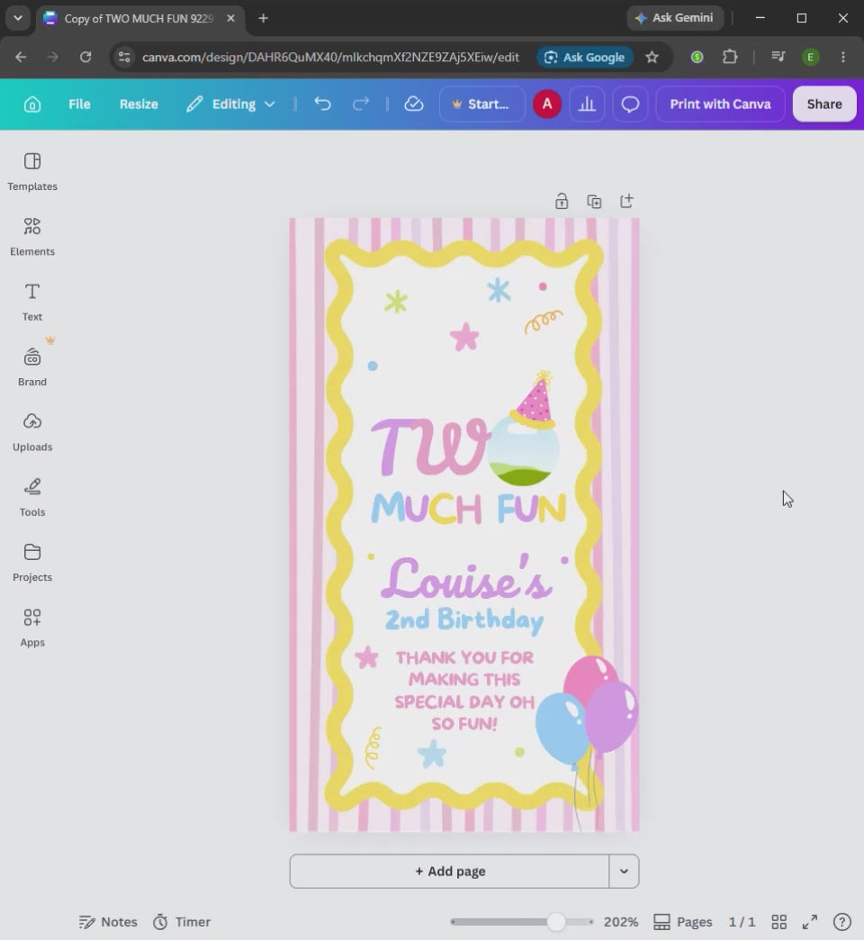 Two Much Fun Favor Tags, Birthday Thank You Tags, Printable Gift Tag
