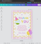 Fun to be One Thank You Card Template, Printable Thanks Card